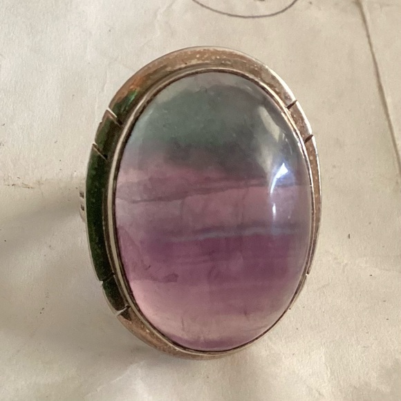 Tyffenwykket Jewelry - 9 Fluorite Sterling Ring Purple & Blue Large stone